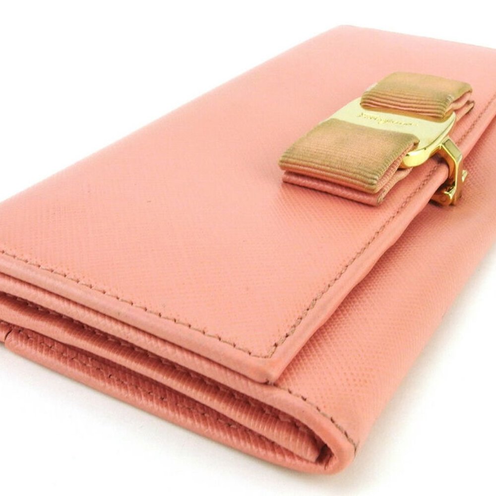 Authentic Salvatore Ferragamo Purse Vala ribbon pink leather  USED - Picture 4 of 8